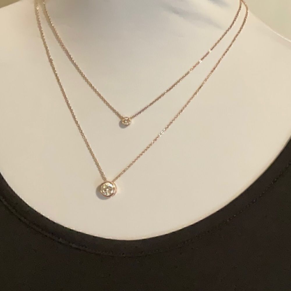 Rose gold layering necklace with CZ